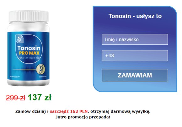 Tonosin cena w aptece, tonosin pro max producent